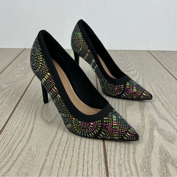 Thalia Sodi Women's Kaia Bling Gem Pointed-Toe Pumps 6M Black $100 - Picture 1 of 10